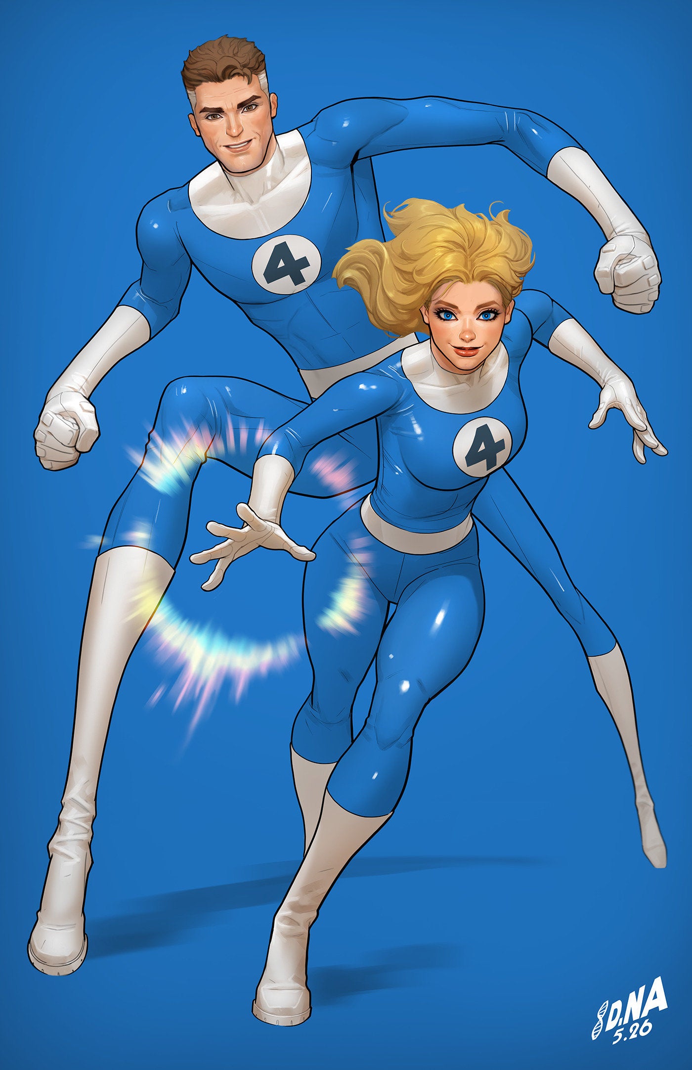 FANTASTIC FOUR #14 DAVID NAKAYAMA COLOR BLOCK BLUE VIRGIN VARIANT