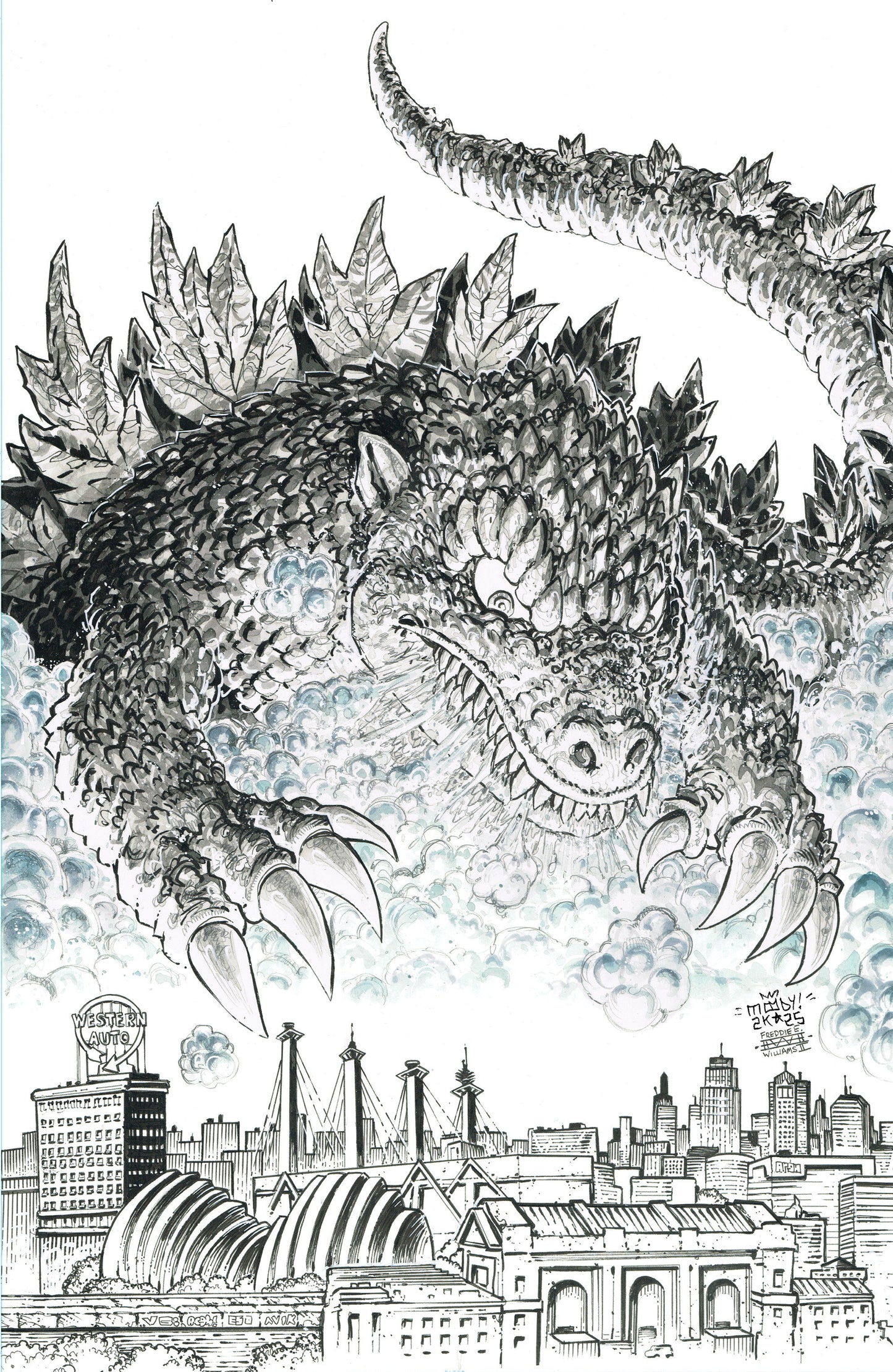 GODZILLA VS. AMERICA: KANSAS CITY VARIANT RI (50) (MOODY & WILLIAMS II B&W FULL ART)