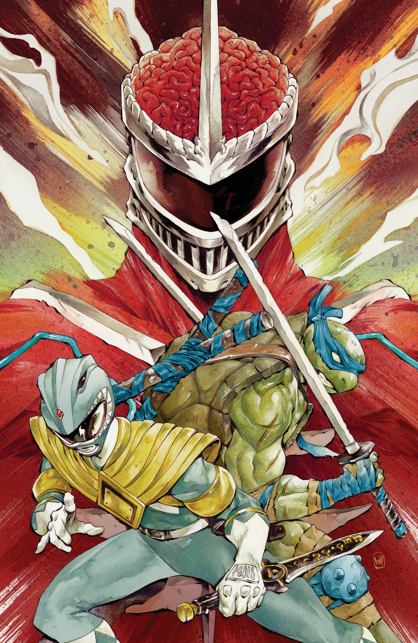 MIGHTY MORPHIN POWER RANGERS/TEENAGE MUTANT NINJA TURTLES III #4 F 1:25 INCV (FULL ART, HILL)