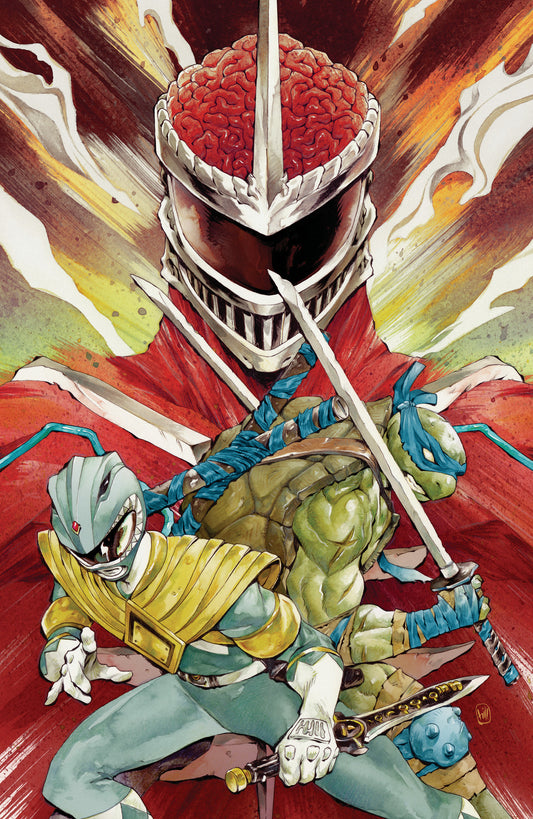 MIGHTY MORPHIN POWER RANGERS/TEENAGE MUTANT NINJA TURTLES III #4 H 1:100 INCV VARIANT (FULL ART, FOIL, HILL)