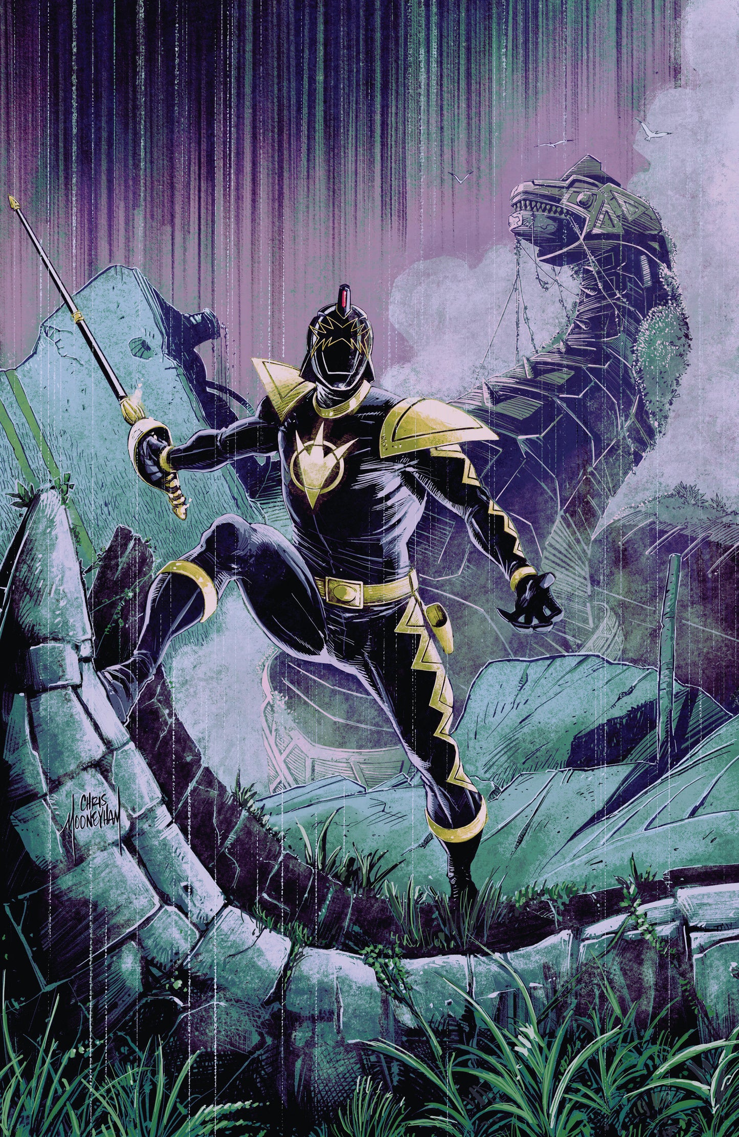 POWER RANGERS GREEN #1 C TOMMY OLIVER CARD STOCK CONNECTING VARIANT (DRESSED, MOONEYHAM)