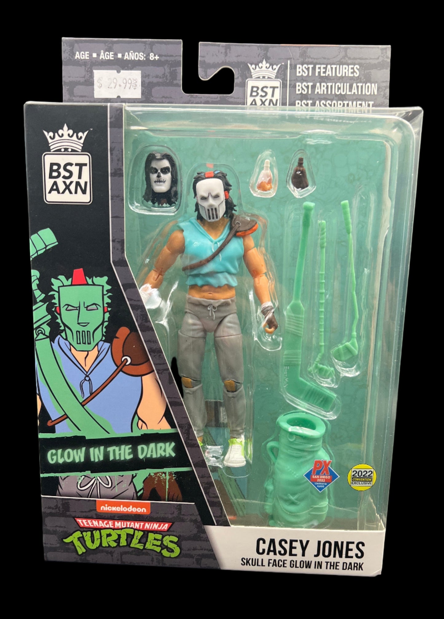 BST AXN TMNT Casey Jones Skull Face Glow-in-the-Dark San Diego Comic-Con 2022 PX