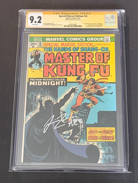 Special Marvel Edition #16 CGC 9.2 SS Signed Simu Liu Shang-Chi Marvel 1974