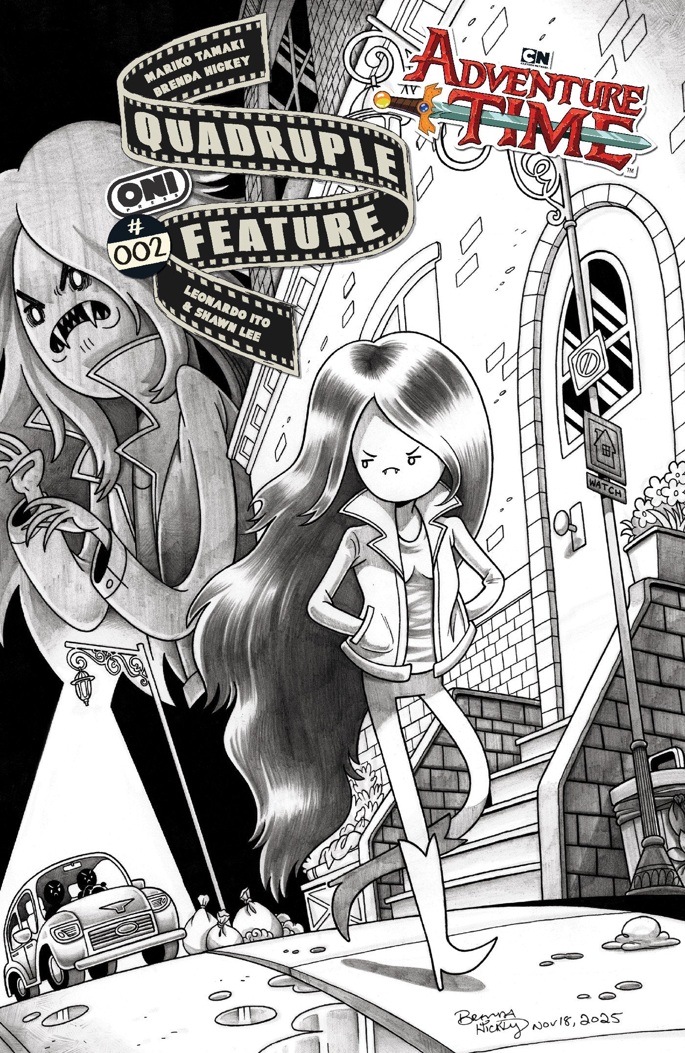 ADVENTURE TIME QUADRUPLE FEATURE #2 CVR D INC 1:20 BRENDA HICKEY B&W VAR