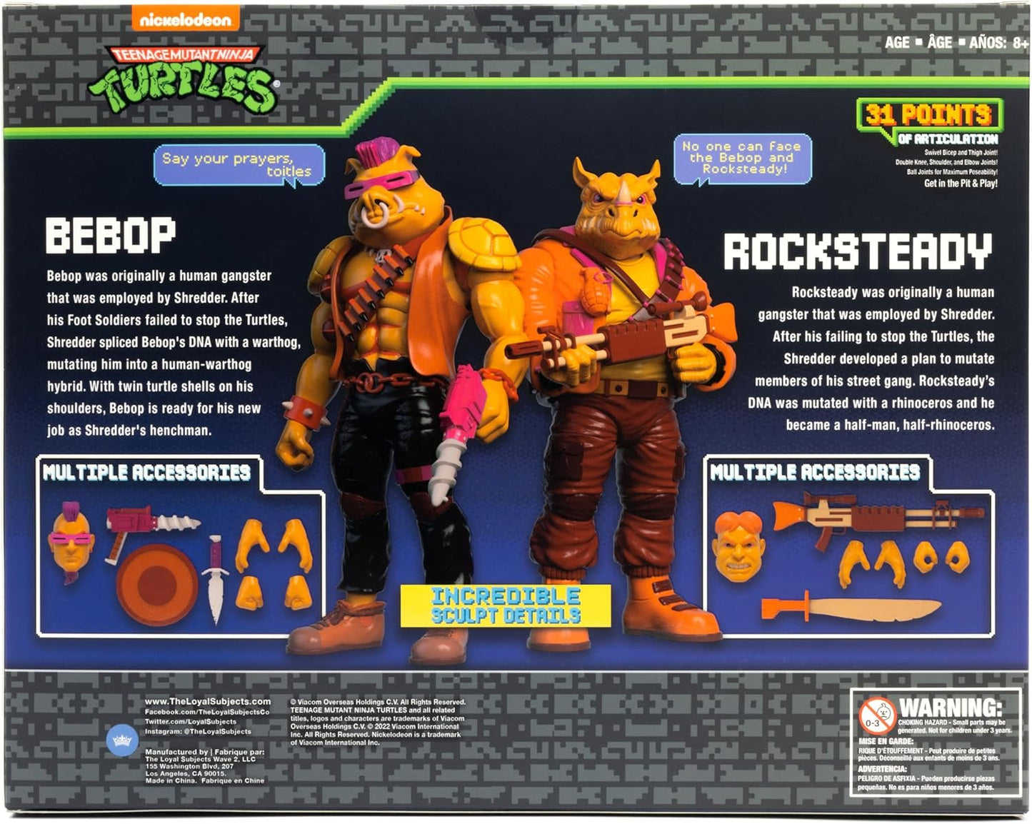 2022 SDCC Exclusive TMNT BST AXN Bebop & Rocksteady Arcade Flashing 2-Pack