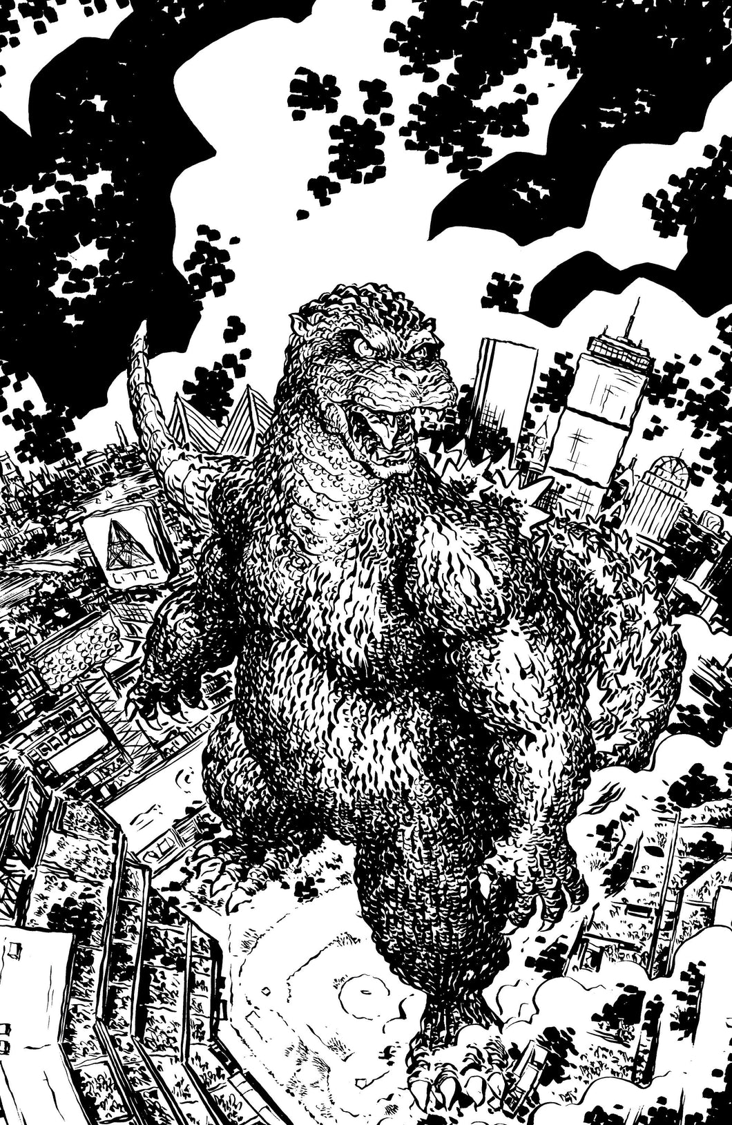 GODZILLA VS. AMERICA: BOSTON VARIANT RI (25) (LONERGAN B&W FULL ART)