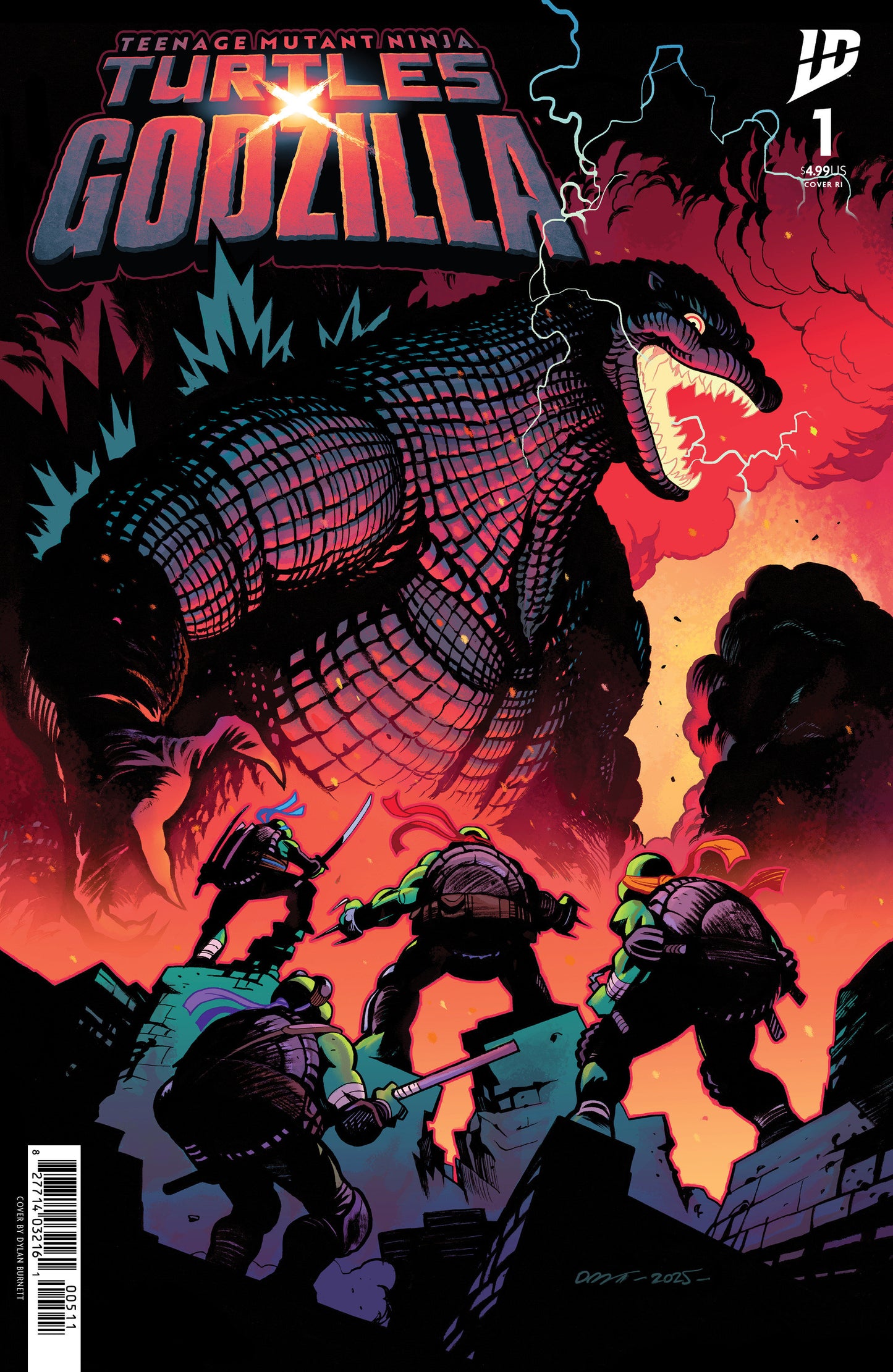 TEENAGE MUTANT NINJA TURTLES X GODZILLA #1 VARIANT RI (25) FOIL (BURNETT)