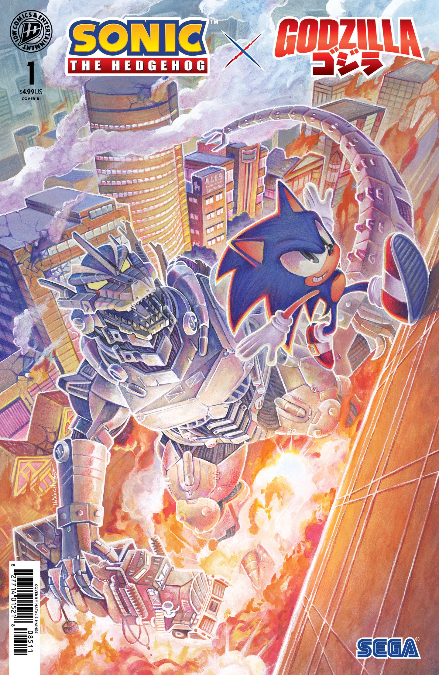 SONIC THE HEDGEHOG X GODZILLA #1 VARIANT RI (25) FOIL (HAINES)