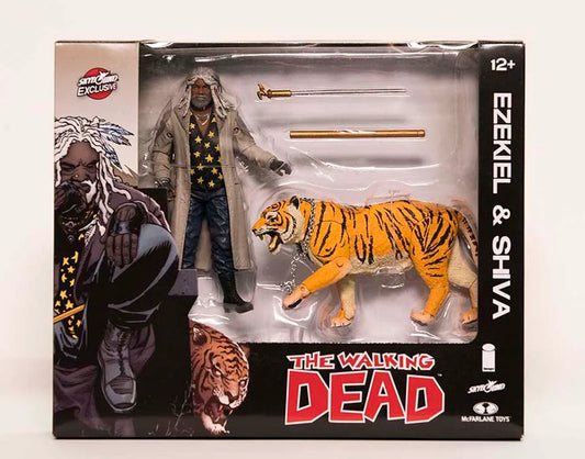 The Walking Dead Ezekiel & Shiva Action Figure Clean  Set ALL OUT WAR!