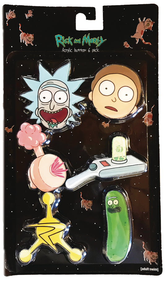 RICK AND MORTY 6 PC ACRYLIC BUTTON SET (C: 1-1-2) - 2 Geeks Comics
